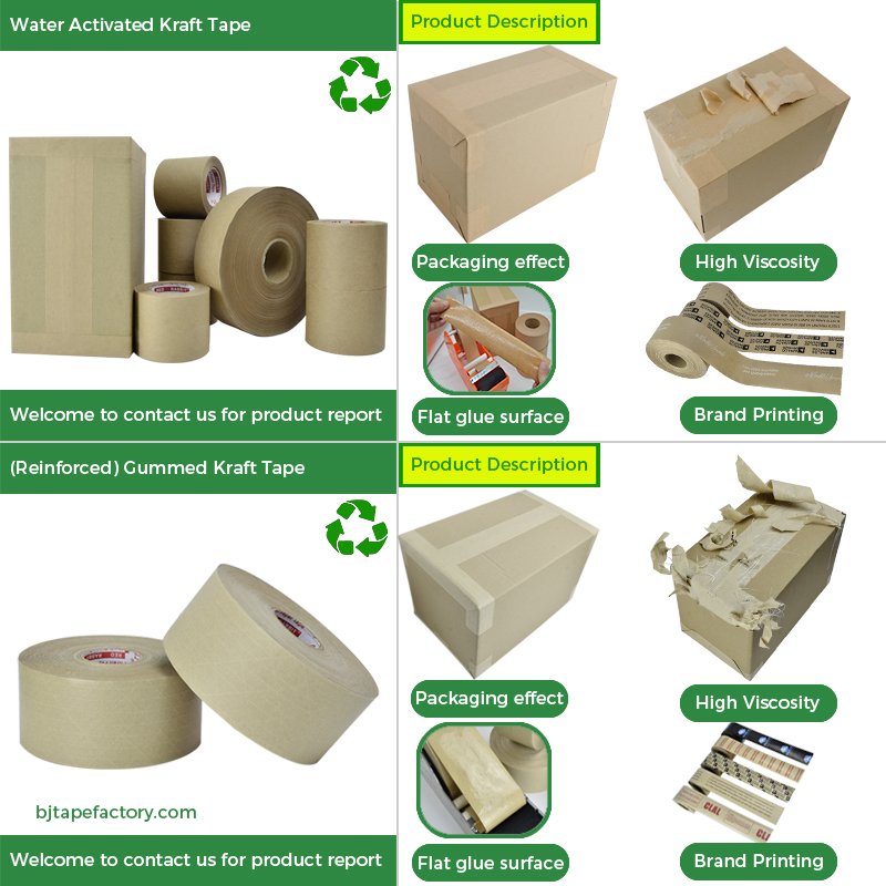 Fabricante al por mayor de cinta de papel Kraft autoadhesiva reforzada degradable, ecológica, impresa personalizada